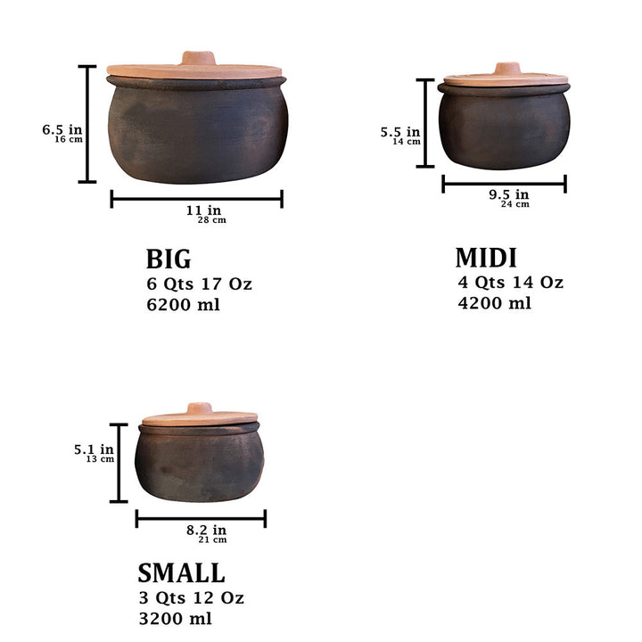Twice-Baked Traditional Clay Cooking Pot with Lid