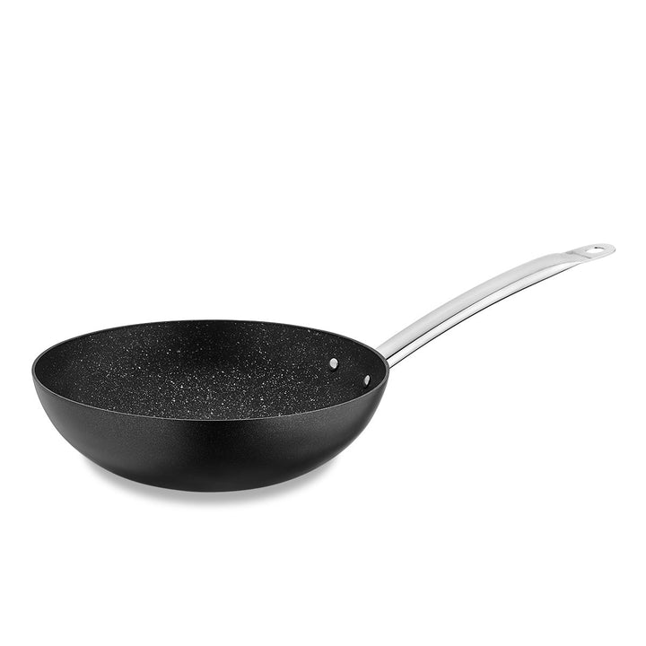 Korkmaz Nero Wok Cooking Pan, Nonstick Fry Wok Pan, 125 oz