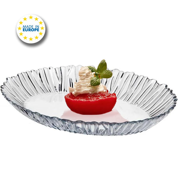 Elegant Glass Service Salad Plate, Oval Serving Dish, 13 in
