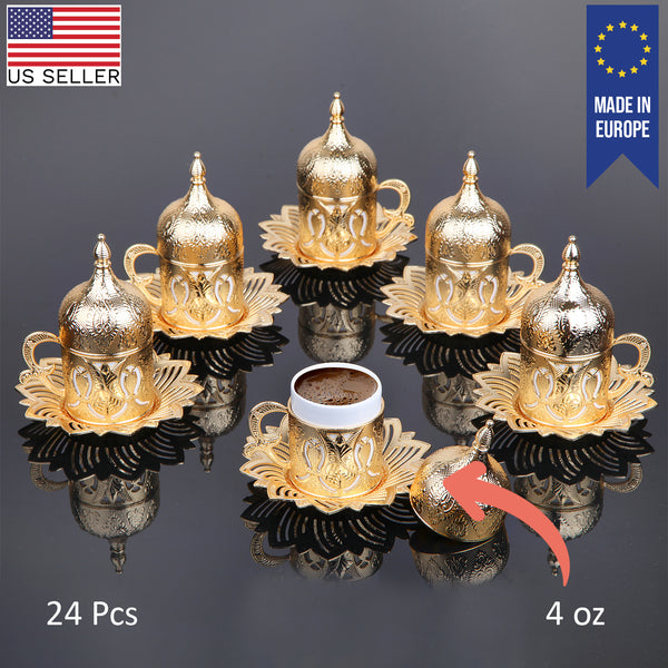 Ahsen Fancy Turkish Coffee Cup Set of 6, 24 Pcs