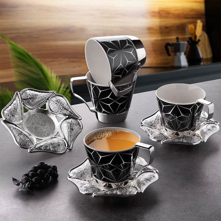 Coffee Cup Set of 6, 18 Pcs Black Espresso Mugs, 8 oz