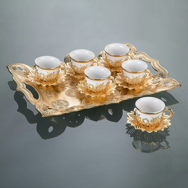 Fancy Turkish Coffee Cups Set of 6 with Tray