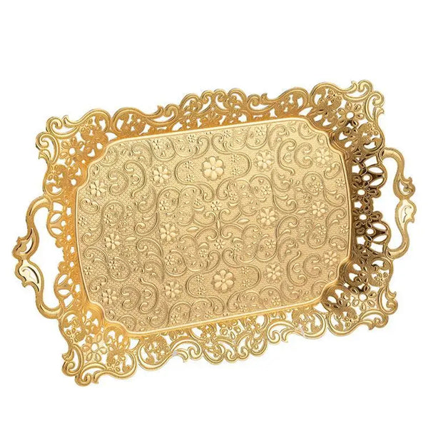 Rectangular Midi Tray with Floral Embossed Design, 15.4 in