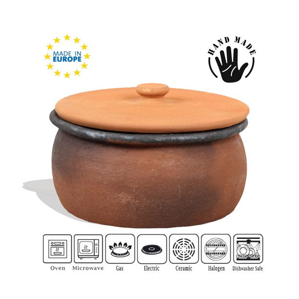 Twice-Baked Traditional Clay Cooking Pot with Lid