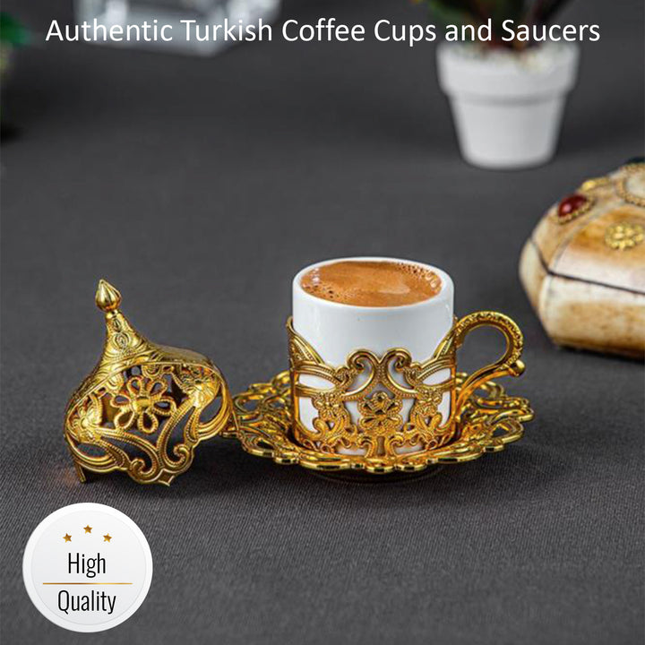 Floral Turkish Coffee Cups Set of 6, 24 Pieces Set