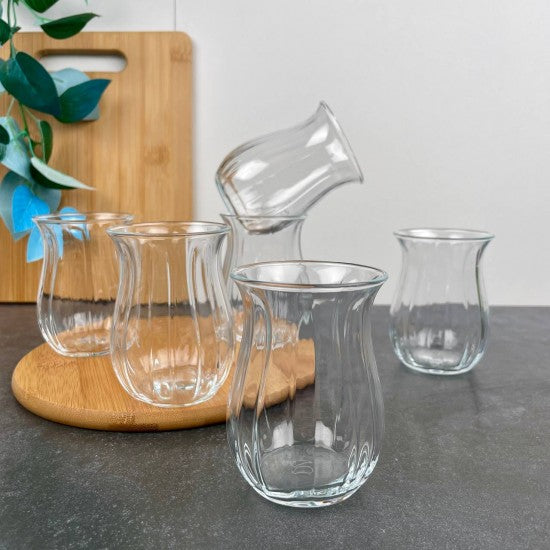 Linka Clear Turkish Tea Glass Set, 6 Pcs, 5 Oz (145 cc)