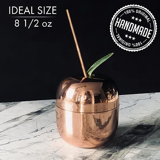 Handmade Pure Copper Tumblers for Drinking, 8.5 Oz