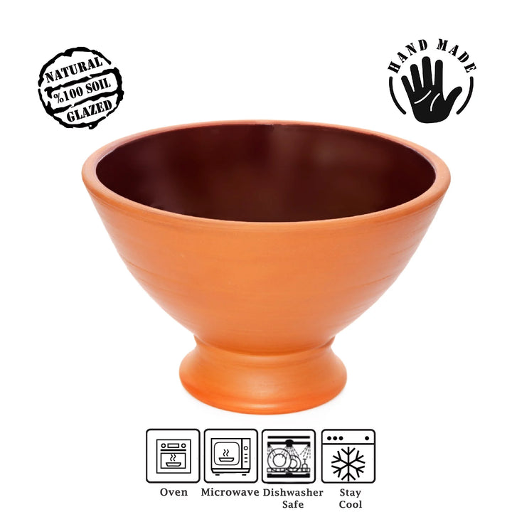 Handmade Clay Serving Bowl, Glazed Terracotta Dish, 7 in