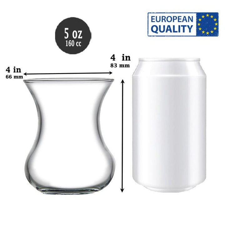 Aurora Clear Turkish Tea Glass Set, 6 Pcs, 5.2 Oz (155 cc)
