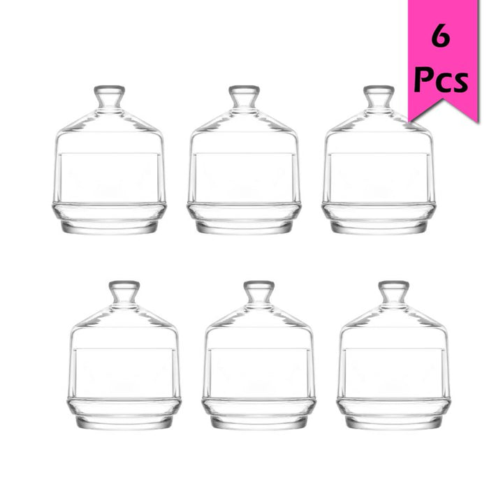 Lav Berry Glass Candy Dish Set with Dome Lid, 6 Pcs, 9.6 Oz