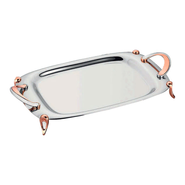 Korkmaz Stainless Steel Footed Serving Tray with Handles