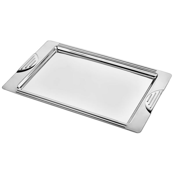 Silver Metal Rectangular Tray, Serving Tray, 17.2x11 in