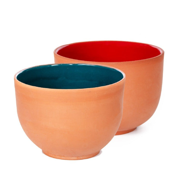 Handmade Elegant Clay Bowl for Cooking and Yogurt, 2 Pcs
