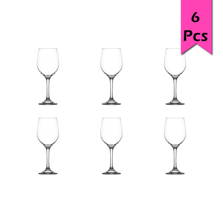 Lav Fame Wine Glass Set with Stem, 6 Pcs, 13.25 Oz (395 cc)