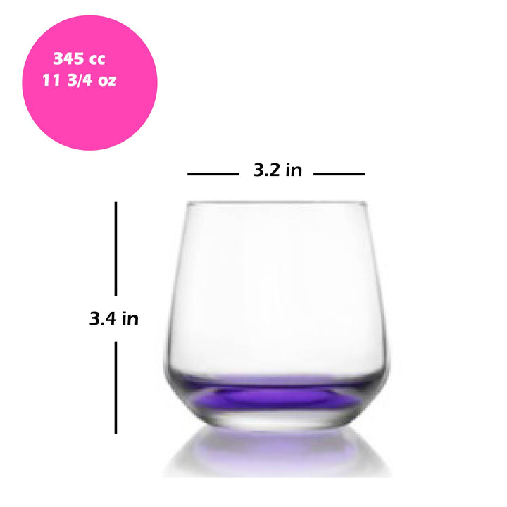 Lav Lal Whisky Colorful Glass Set, 6 Pcs, 11.75 Oz (345 cc)