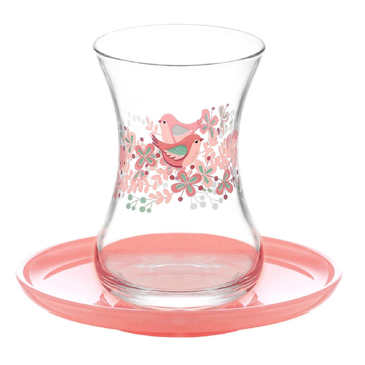 Lav Floral Design Turkish Tea Glasses, 12 Pcs, 7 Oz (305 cc)