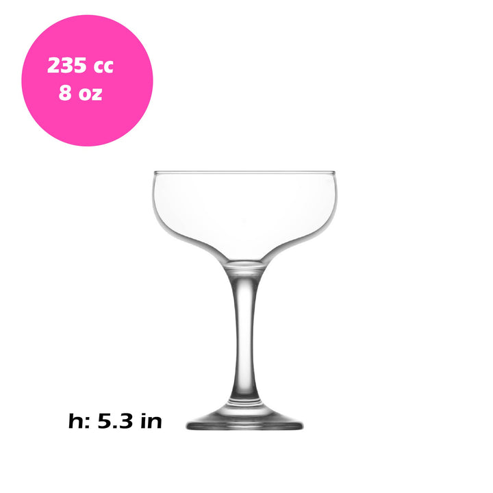 Lav Misket Champagne Coupe Glass Set, 3 Pcs, 8 Oz (235 cc)