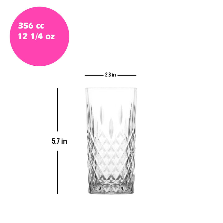 Lav Odin Highball Glass Set, 6 Pcs, 12.25 Oz (356 cc)