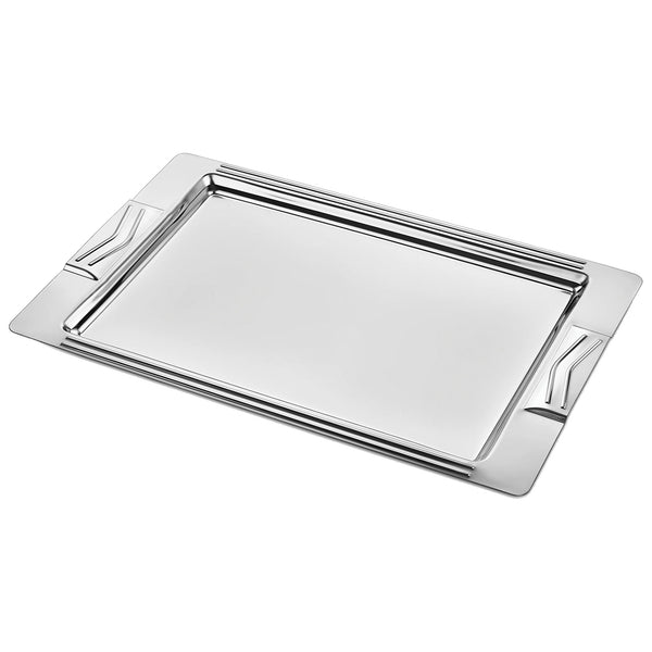 Silver Metal Rectangular Tray, Service Tray, 17.2x11 in