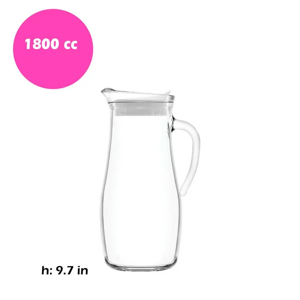 Lav Misket Glass Pitcher with Spout and Handle, 61 Oz