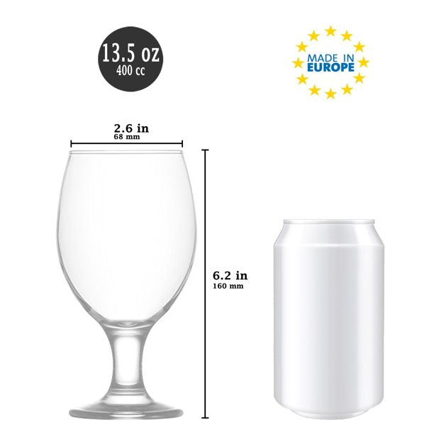 Lav Teku Stemmed Beer Drinking Glassware, Set of 6, 13.5 oz