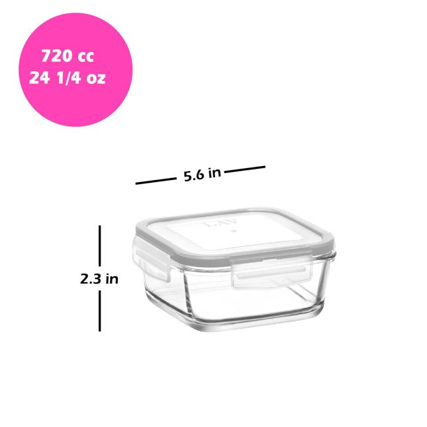 Glass Food Container Set with Lids, (12.75, 24.25, 39 Oz)