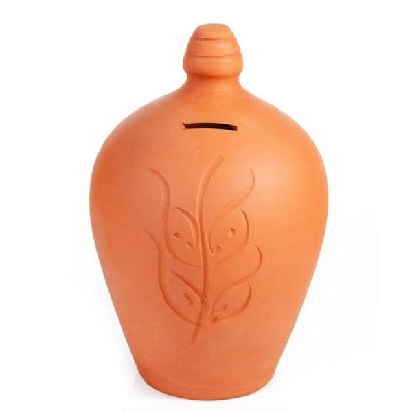 Natural Clay Piggy Bank for Adults, 9 in