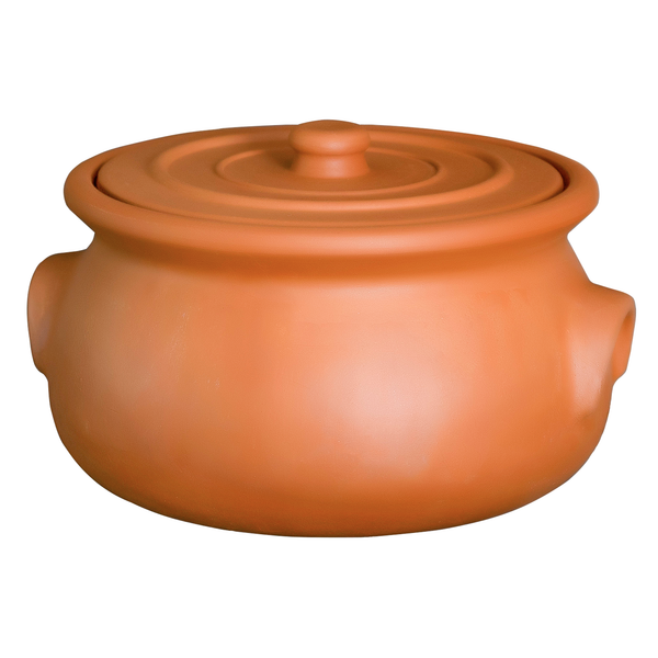 Hakan Handmade Traditional Clay Pot and Lid, Unglazed Terracotta