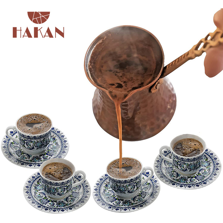 Handmade Turkish Copper Coffee Pot with Brass Handle