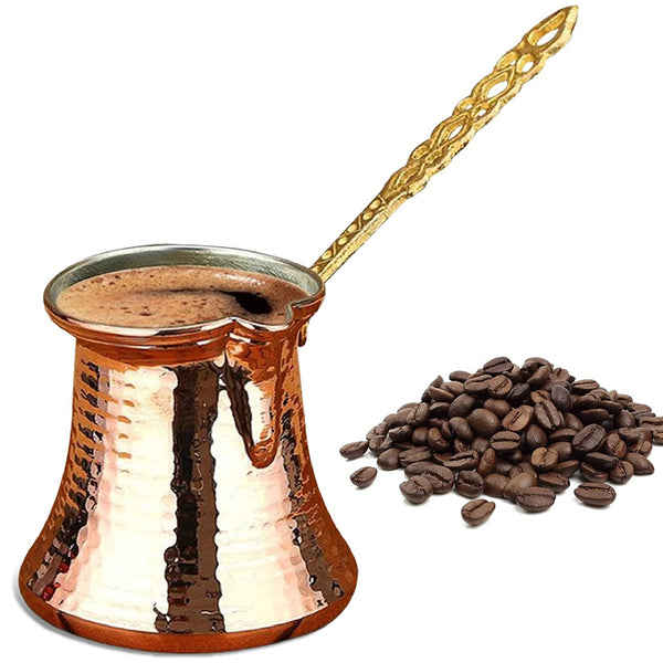 Handmade Turkish Copper Coffee Pot with Brass Handle