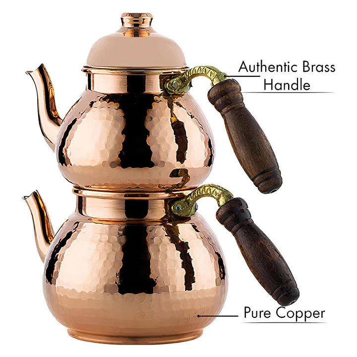 Hammered Samovar Style Vintage Copper Tea Kettle Pot