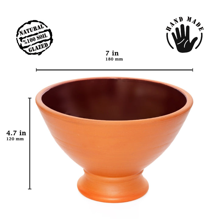 Handmade Clay Serving Bowl, Glazed Terracotta Dish, 7 in