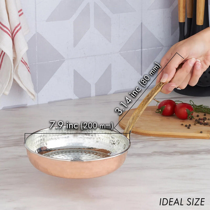 Pure Copper Sauté Egg Omelet Pan with Handle, Skillet