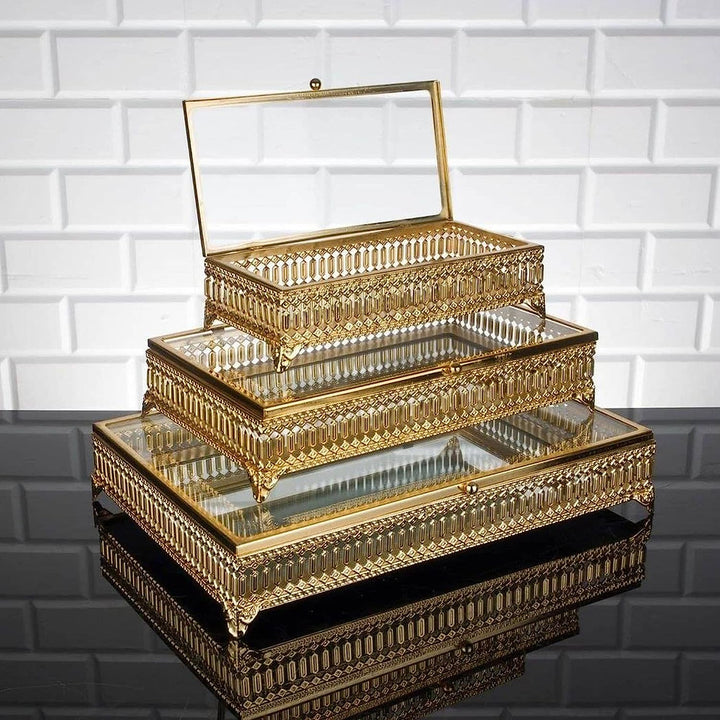 Handmade Fancy Keepsake Boxes, Metal Display Cases with Clear Acrylic Lids