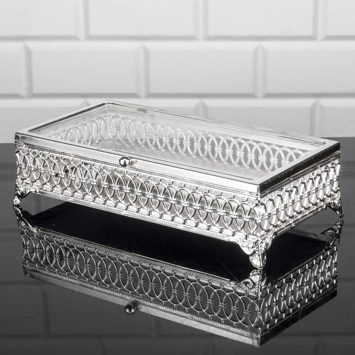 Handmade Fancy Keepsake Boxes, Metal Display Cases with Clear Acrylic Lids
