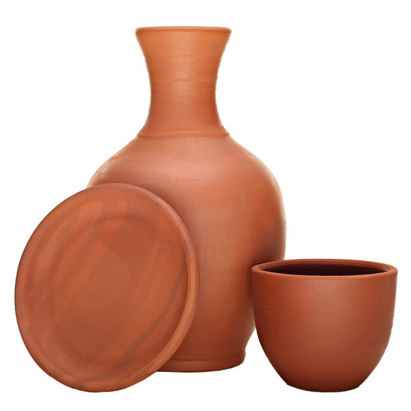 Terracotta Mud Jugs with Mug and Platter, 2.25 lt (76.2 oz)